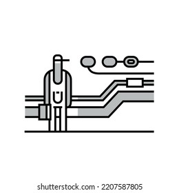 Man and person. Electrician at work outline icon grey