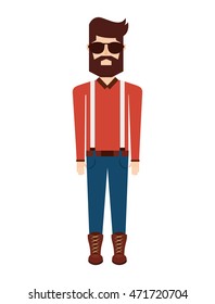 man person hipster style isolated icon vector illustration design
