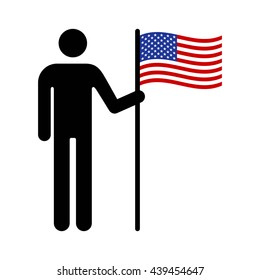 Man, person or patriot holding the American flat vector icon for apps and websites 