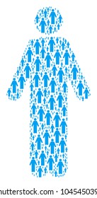 Man Person pattern combined in the combination of man person elements. Vector iconized collage created with simple pictograms.