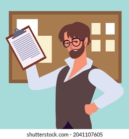 man personal assistant work holding clipboard