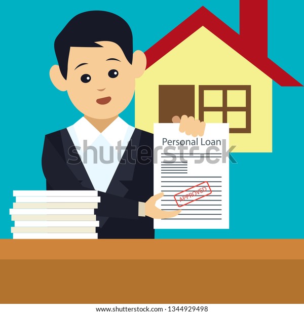man with personal loan form approved\
for loan application concept. vector\
illustration