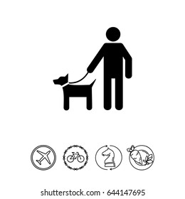 Man with Pet on Lead Icon