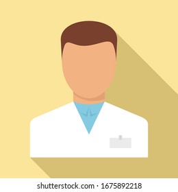 Icono farmacéutico hombre. Ilustración plana del icono vectorial del hombre farmacéutico para el diseño web