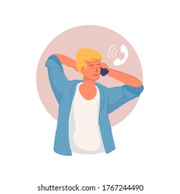 Llamada telefónica. Joven hablando por teléfono móvil. Usuario celular llamando, charlando, comunicándose en un dispositivo de smartphone. Tecnología y comunicación