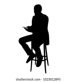 A man with a phone, a mobile phone, a silhouette on a white background