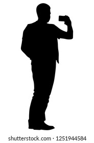 Man with phone on white background