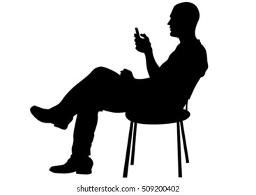 Man with phone on a white background