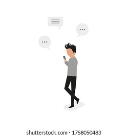 man with phone online chatting vector