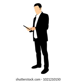 A man with a phone, a silhouette on a white background