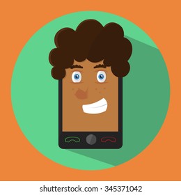 man phone in style flat