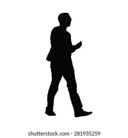 man with phone vector black silhouette