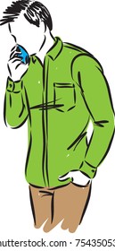 man with phone vector illustration