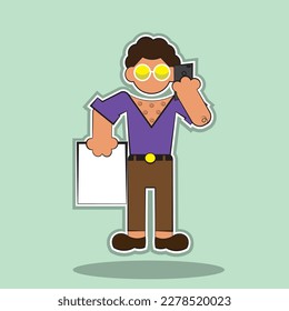 A man with a phone, vector image, a man calls on the phone. Mobile phone.Clipart, vector.
