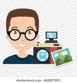 man photo camera graphic vector illustration eps 10