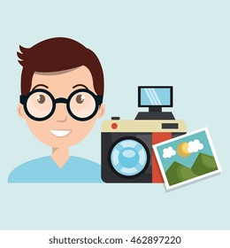 man photo camera graphic vector illustration eps 10