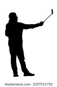 Man with a photo camera on white background