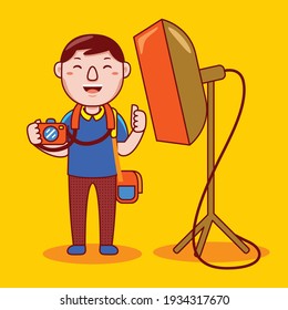 Vector de dibujos animados de profesión de fotógrafo masculino