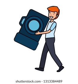 man with photographic camera