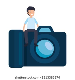 man with photographic camera