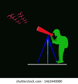 The man photographing birds style vector.