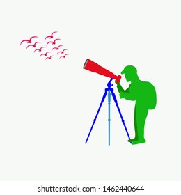 The man photographing birds style vector.