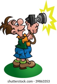man photographing with his camera