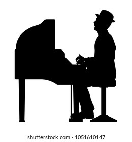 The man with the piano silhouette vector