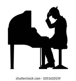 The man with the piano silhouette vector