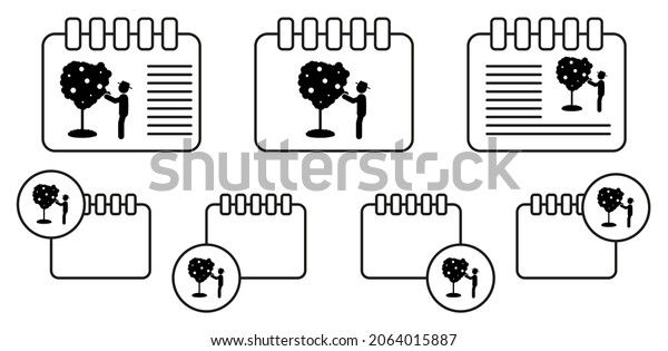 Man picking vector icon in\
calender set illustration for ui and ux, website or mobile\
application