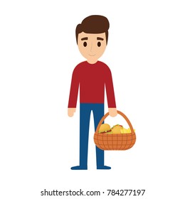 man with picnic basket  vector illustration