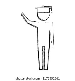 man pictogram with graduation hat education