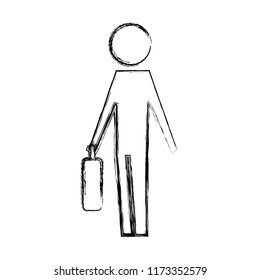 man pictogram holding business briefcase