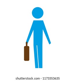 man pictogram holding business briefcase