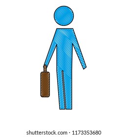 man pictogram holding business briefcase