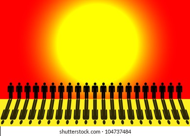 Man pictogram rank, sunset