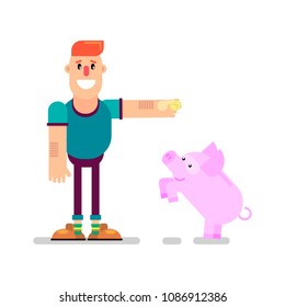 man and piggy bank