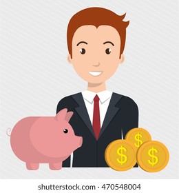 man piggy currency money vector illustration graphic