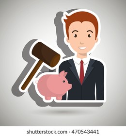 man piggy saving money vector illustration graphic