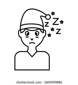 man with pijama hat and Insomnia z letters line style icon vector illustration design