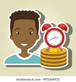 man pile coin clock