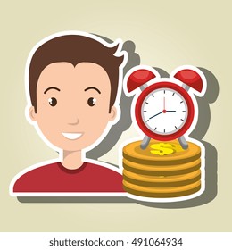 man pile coin clock