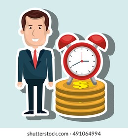 man pile coin clock