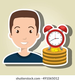 man pile coin clock