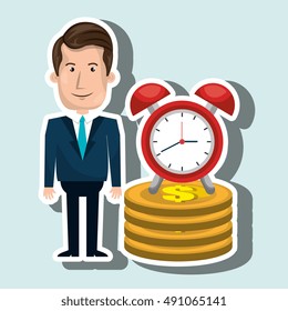 man pile coin clock