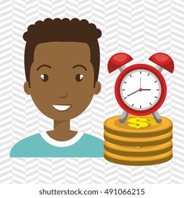 man pile coin clock
