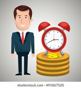 man pile coin clock