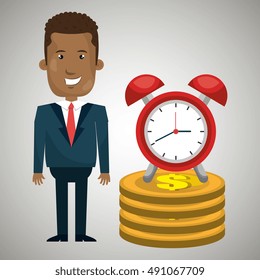 man pile coin clock