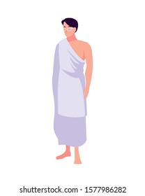 man pilgrim hajj standing on white background vector illustration design