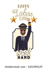 man pilot celebrating the labor day avatar character